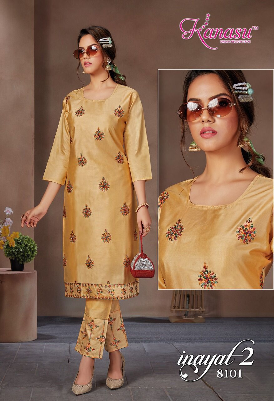 Kanasu Inayat 2 New Fancy Regular Wear Kurti With Bottom Collection